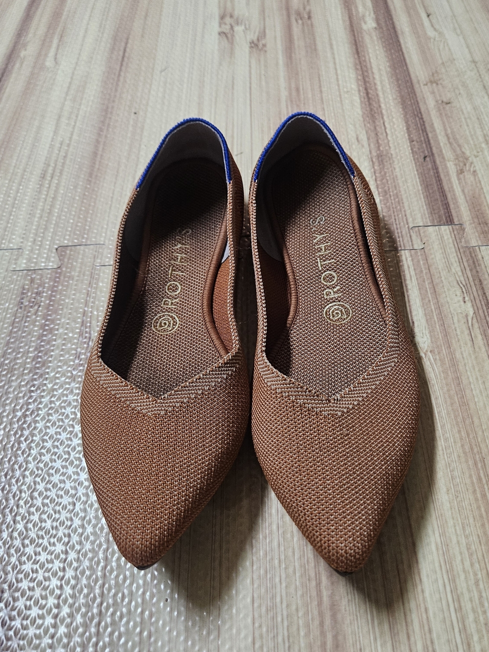 ROTHY'S The Point Flats Fawn Brown Copper Knit Slip On Pointed Toe Women's US 9